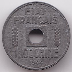 Французский Индокитай 1/4 цента 1944 цинк монета, реверс